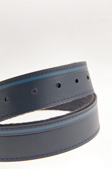 Cinturon unicolor azul - reversible hebilla metalica