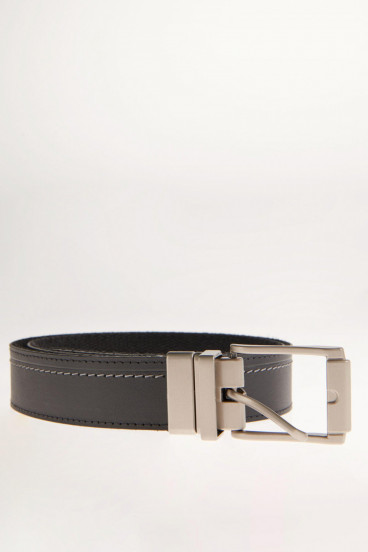 Cinturon unicolor negro - reversible hebilla metalica