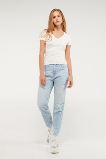 Camiseta básica, manga corta con cuello en V