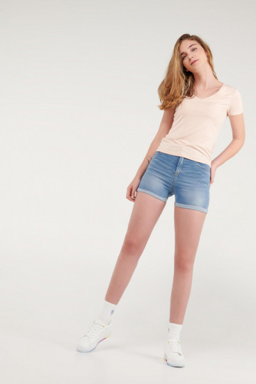 Camiseta básica, manga corta con cuello en V