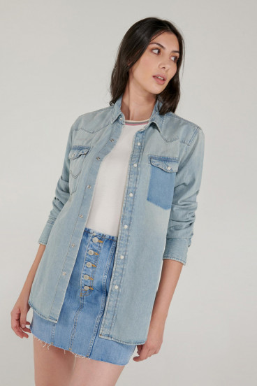 Falda corta denim con botones