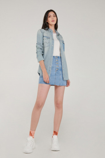 Falda corta denim con botones