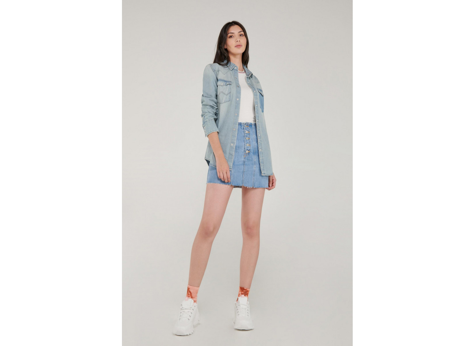 Falda corta denim con botones