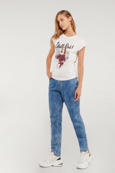 Camiseta sin mangas, estampada con perlas