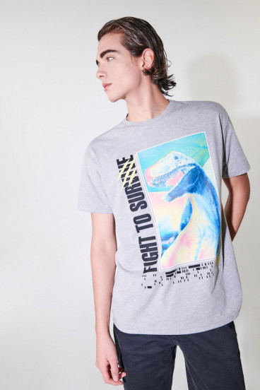 Camiseta manga corta estampada Jurassic Park.