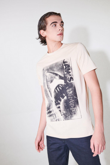 Camiseta manga estampado Tiburon.