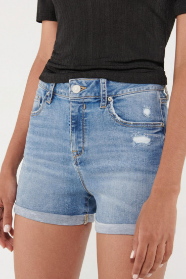 Short denim tiro medio