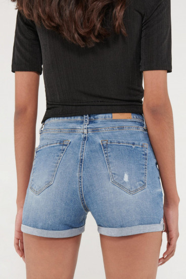 Short denim tiro medio