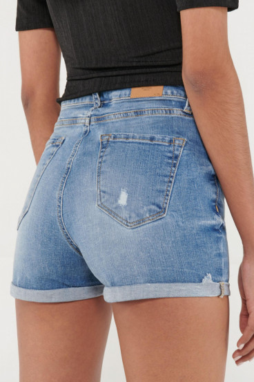 Short denim tiro medio