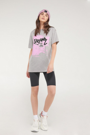 Camiseta overzise cuello redondo, estampada