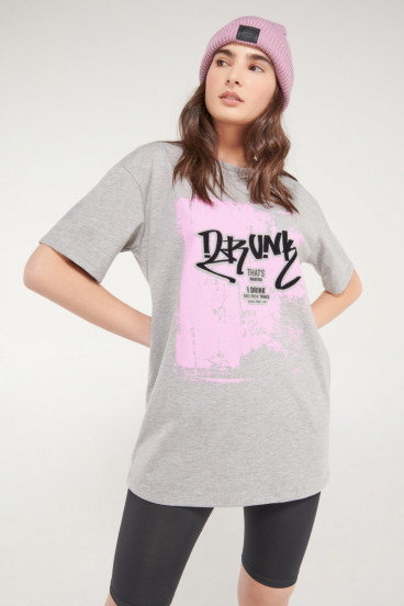 Camiseta overzise cuello redondo, estampada