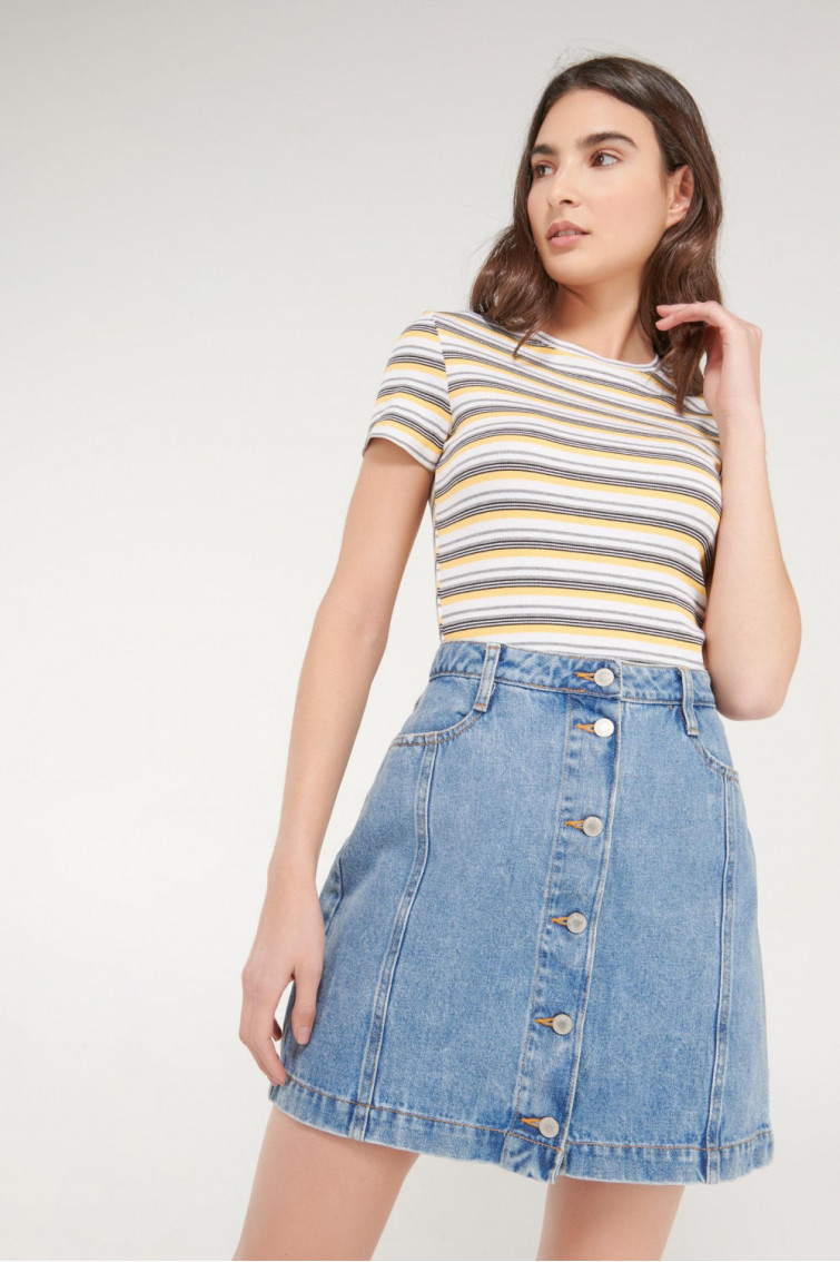 Falda denim botones