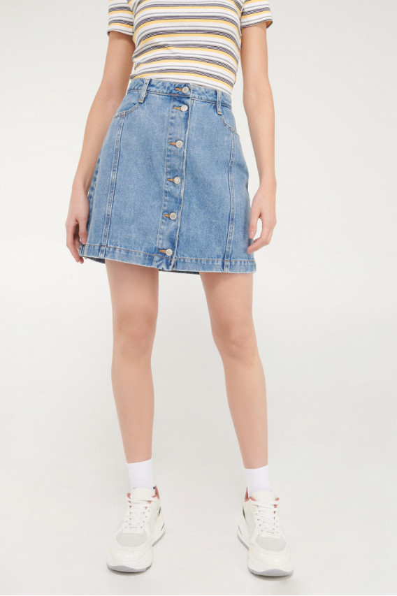 Falda denim botones