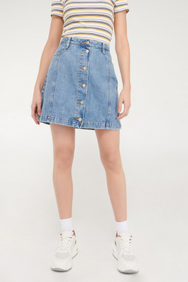Falda denim botones