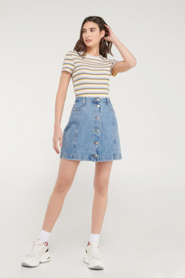 Falda denim botones