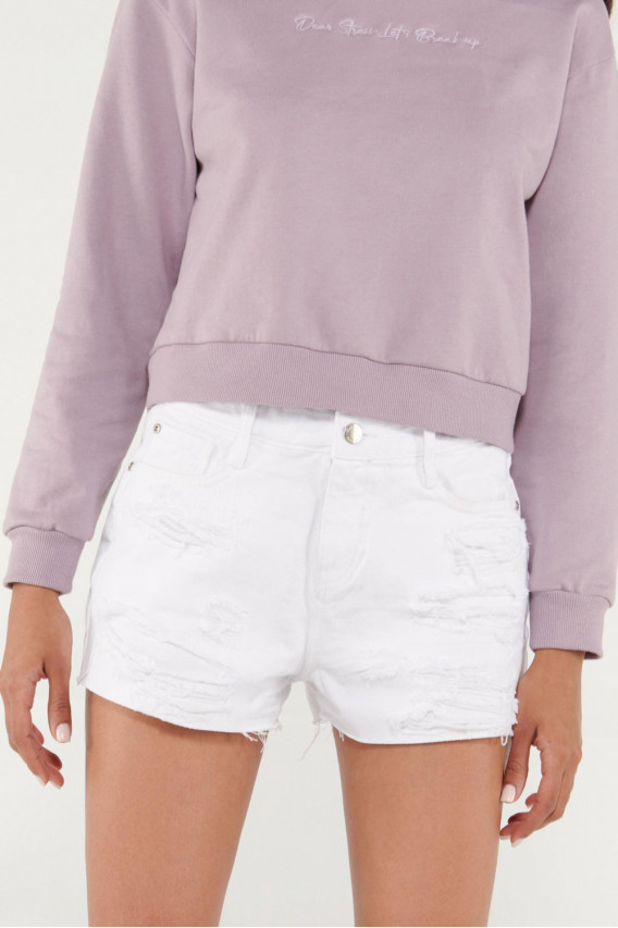 Short denim tiro alto