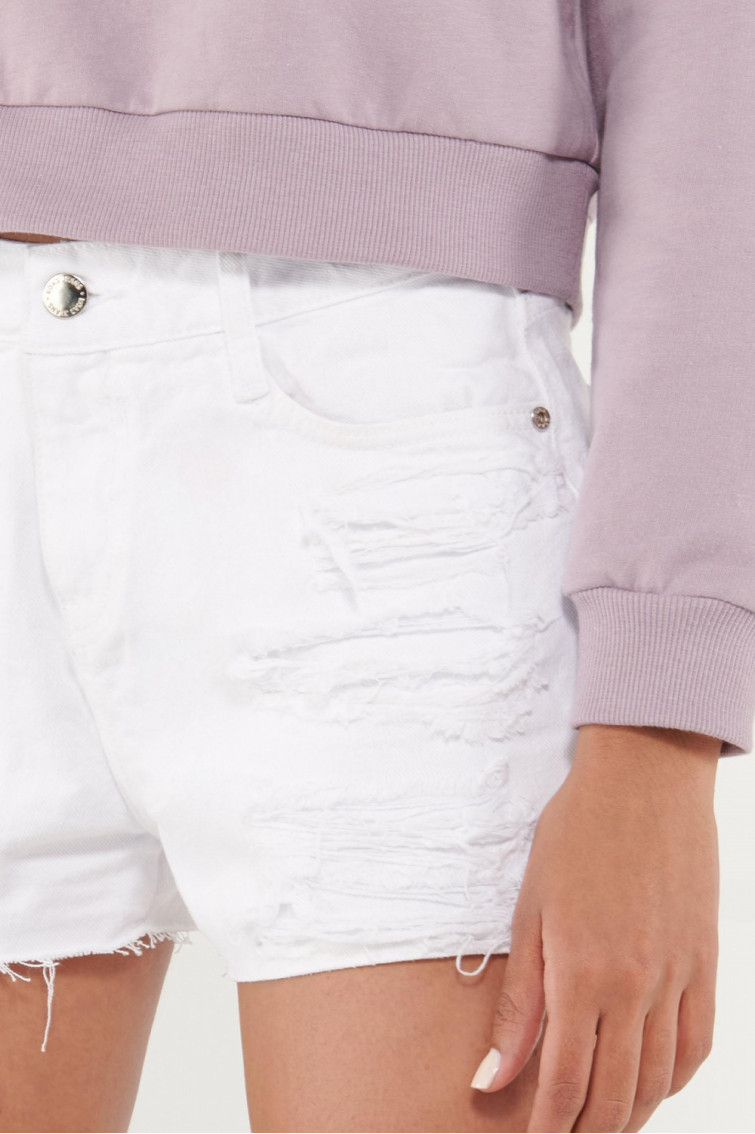 Short denim tiro alto