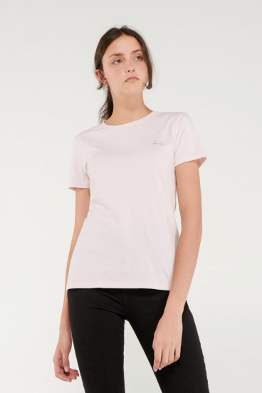 Camiseta cuello redondo, manga corta con estampado loungewear