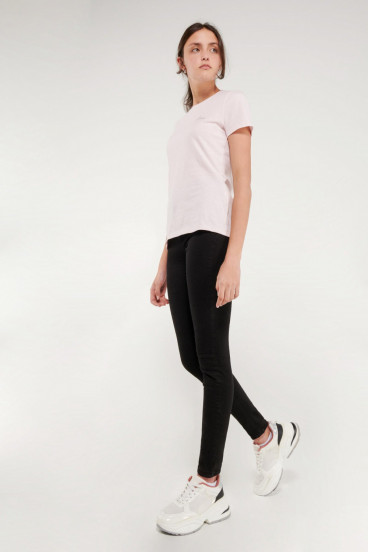 Camiseta cuello redondo, manga corta con estampado loungewear