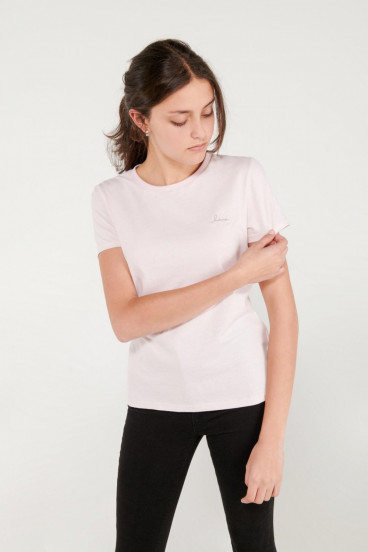 Camiseta cuello redondo, manga corta con estampado loungewear