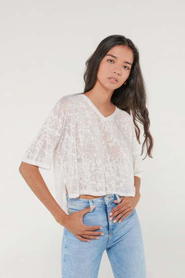 Camiseta chic manga corta con tela importada.