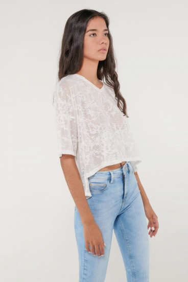 Camiseta chic manga corta con tela importada.