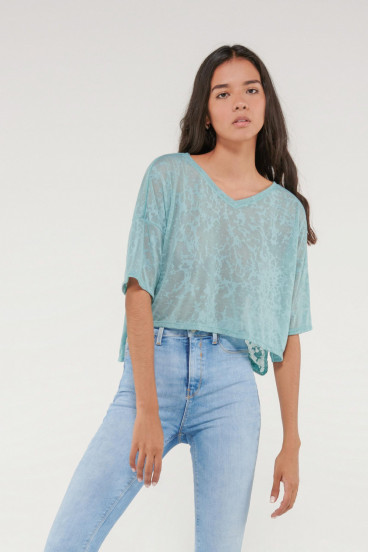 Camiseta chic manga corta con tela importada.