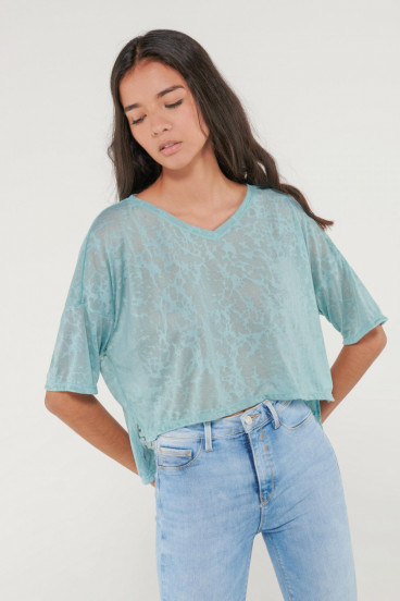 Camiseta chic manga corta con tela importada.