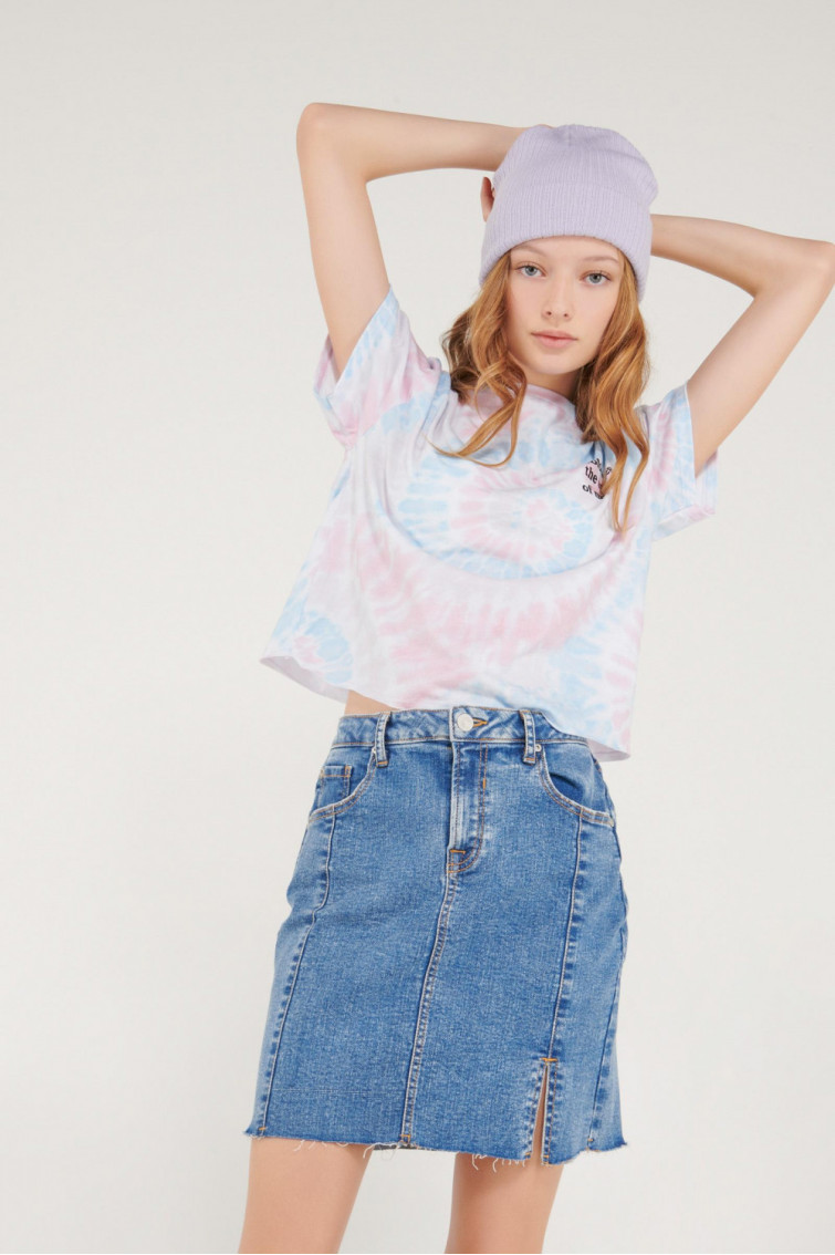 Falda corta denim lavado