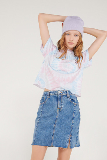 Falda corta denim lavado