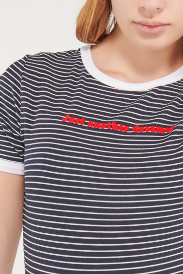 Body manga corta a rayas estampado.