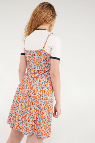 Vestido floral corto de tiras.