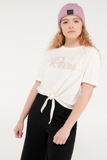 Camiseta manga corta con anudado en frente