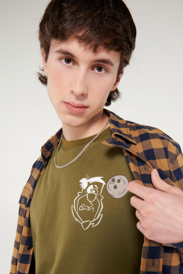 Camiseta cuello rendondo con estampado frente y espalda Los Picapiedra