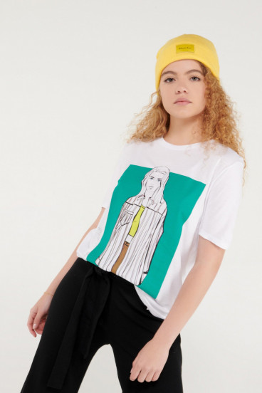 Camiseta básica manga corta estampada.