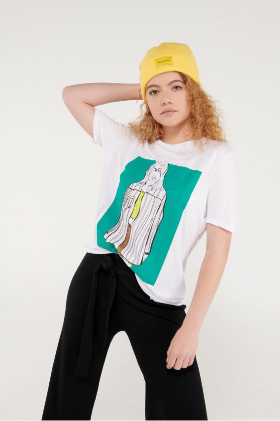 Camiseta básica manga corta estampada.