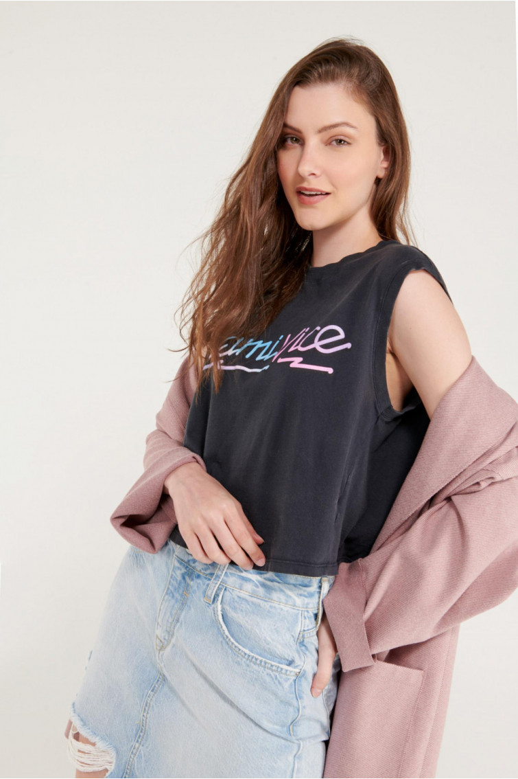 Camiseta sin mangas, estampado de Miami Vice.