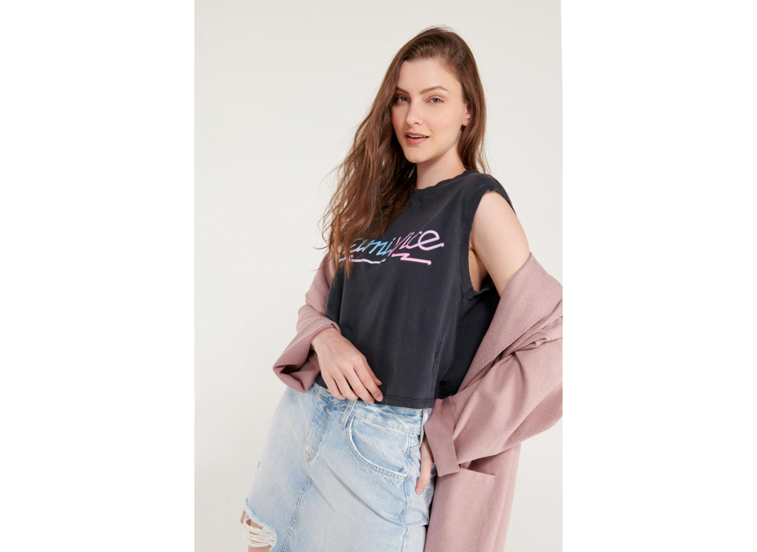 Camiseta sin mangas, estampado de Miami Vice.