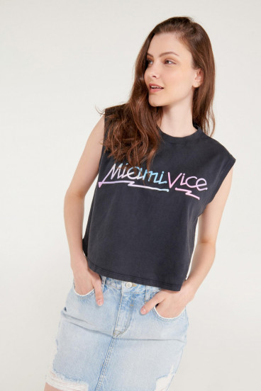 Camiseta sin mangas, estampado de Miami Vice.