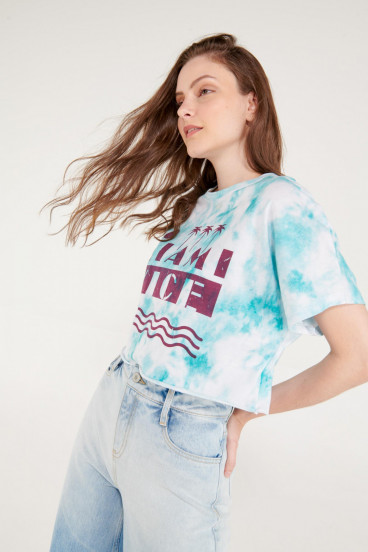 Camiseta manga corta TIe Dye, estampado de Miami Vice.