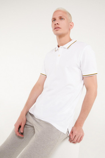 Camisa Polo básica unicolor con cuello y puños tejidos