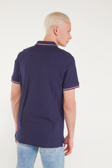 Camisa Polo básica unicolor con cuello y puños tejidos