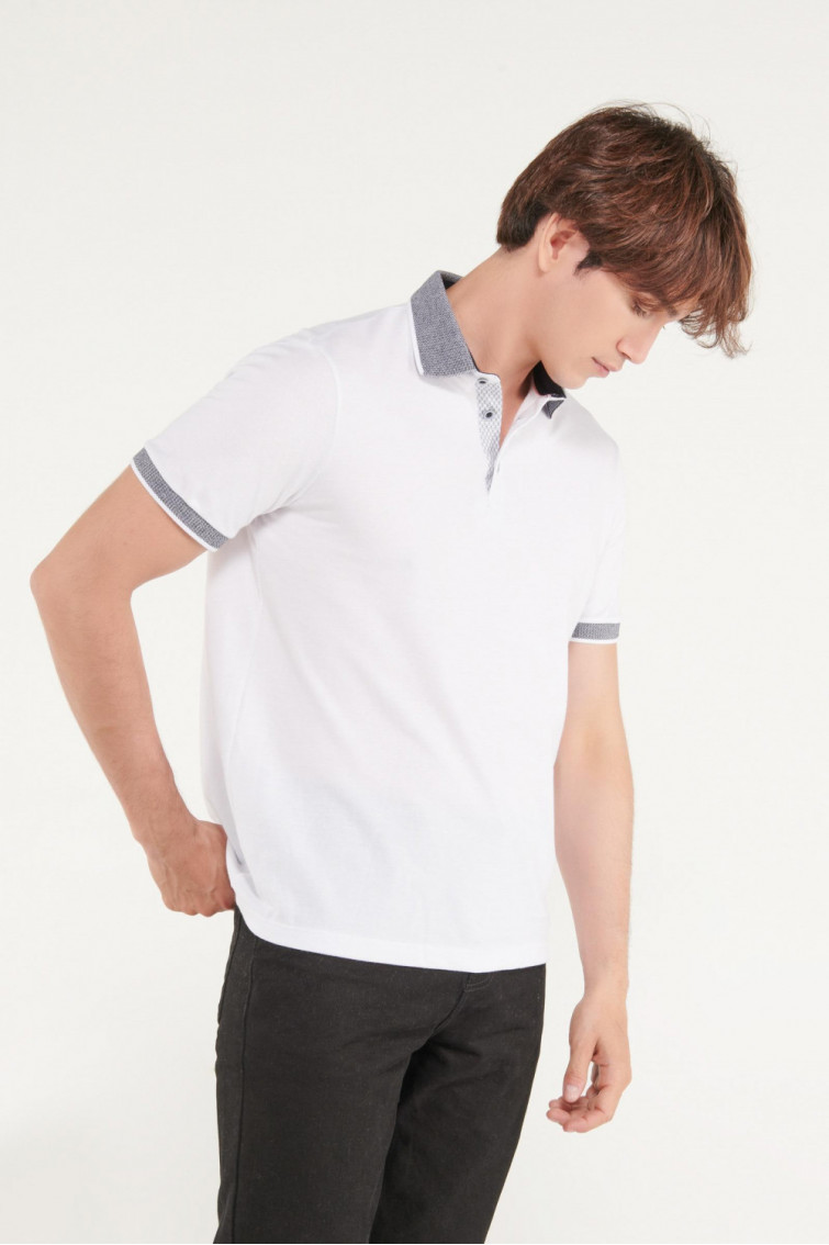 Camiseta Polo unicolor con cuello tejido