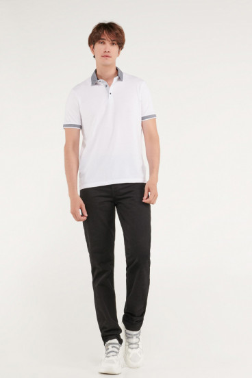 Camiseta Polo unicolor con cuello tejido