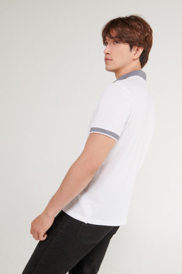 Camiseta Polo unicolor con cuello tejido
