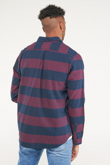 Camisa manga larga a rayas azules y rojas