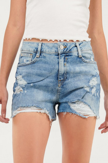 Short denim tiro alto