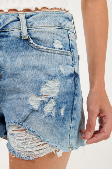 Short denim tiro alto