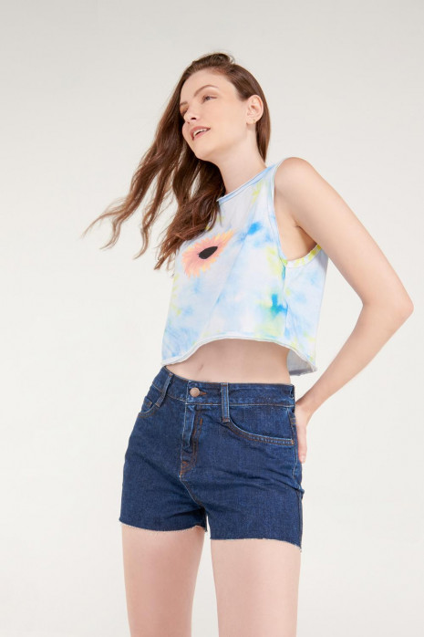 Camiseta sin mangas con estampado, Girasol.