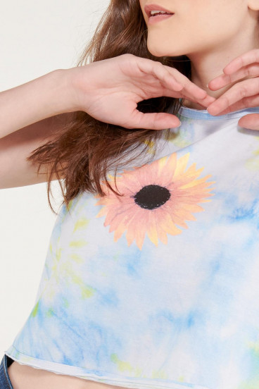 Camiseta sin mangas con estampado, Girasol.